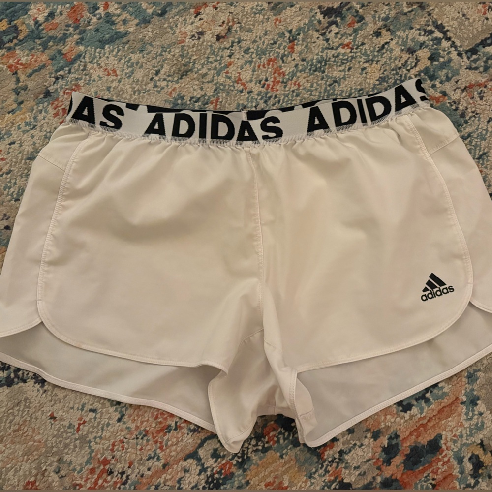 adidas White Shorts with Black Branded Waistband